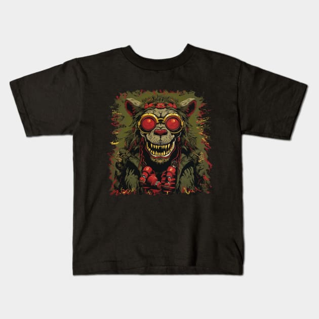 Vintage Design - Green Monster, a Horrifying Illustration. Kids T-Shirt by Art KateDav